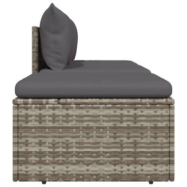vidaXL Loungesofa 3-tlg. Garten-Lounge-Set mit Kissen Grau Poly Rattan, 1 Teile
