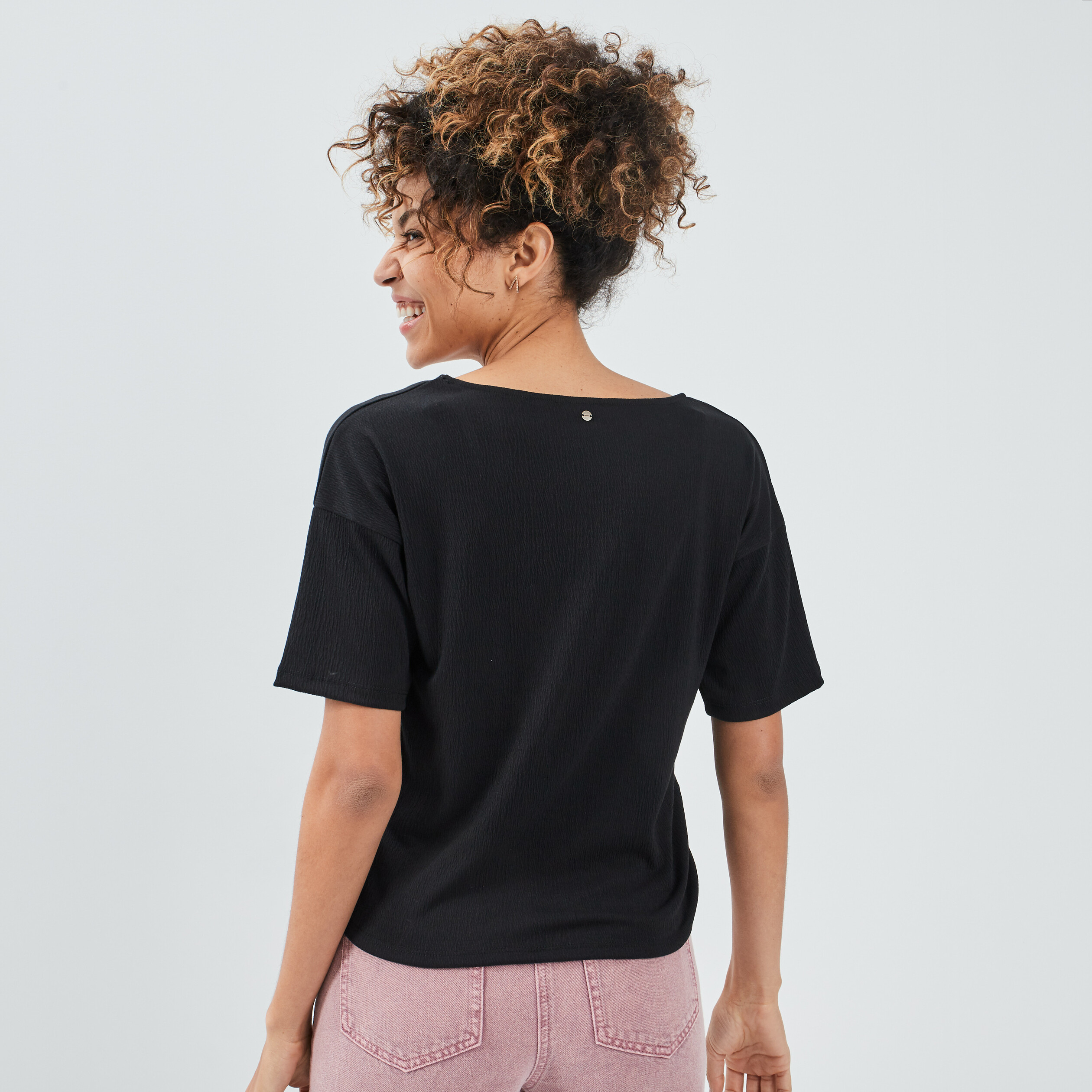 T-shirt manches courtes noir femme | La Halle