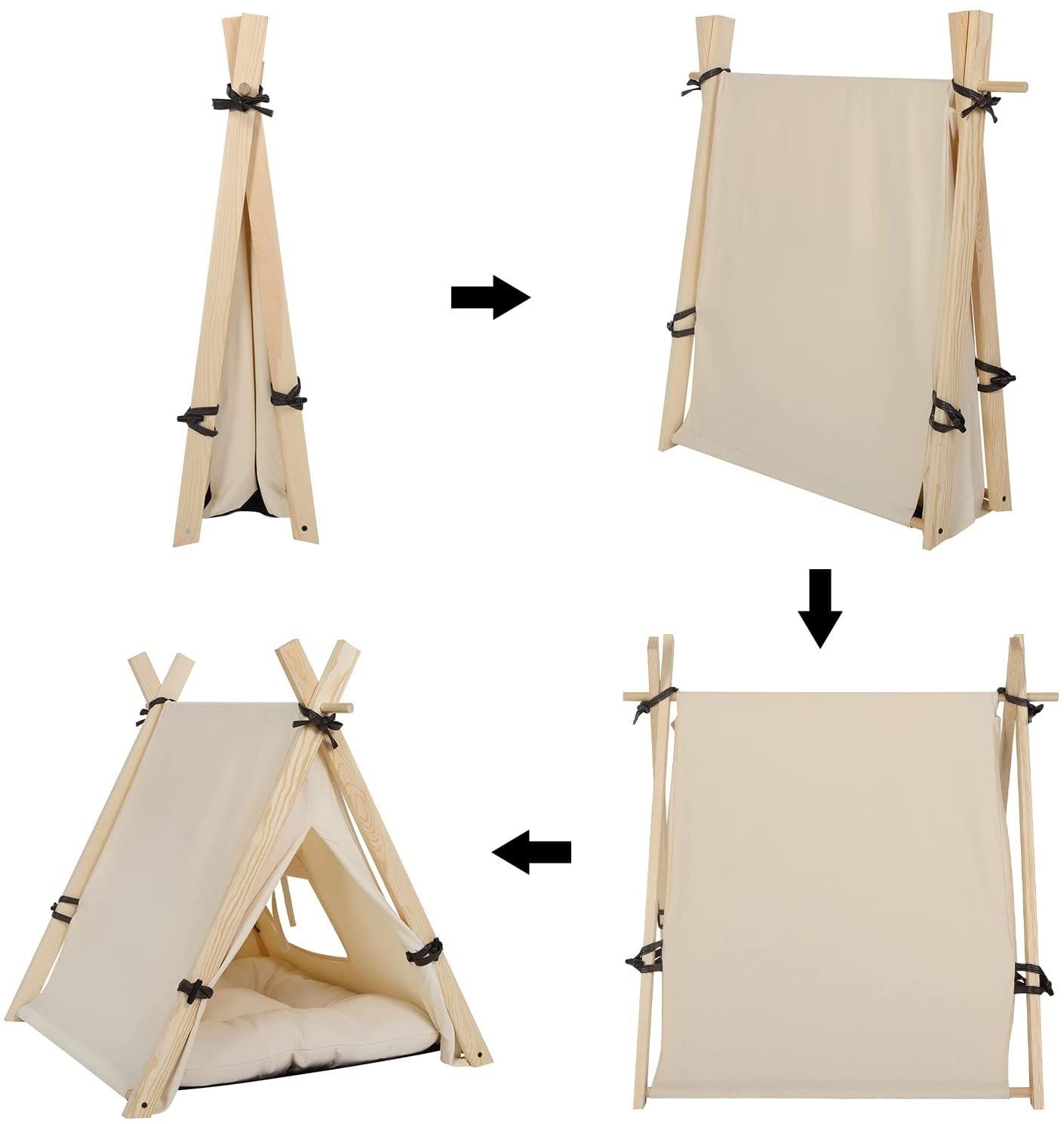 EUGAD Tierhaus, Tipi Hundezelt Katzenzelt 45x55x45cm Kätzchen Chihuahua Weiß