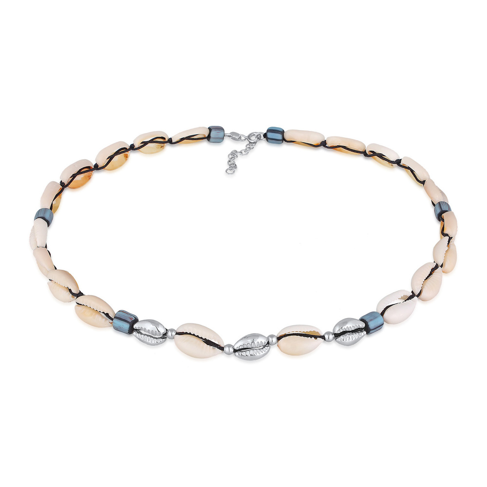 Elli Elli Collier Femmes choker verre perles style surfeur avec coquillage cauri en ar collier