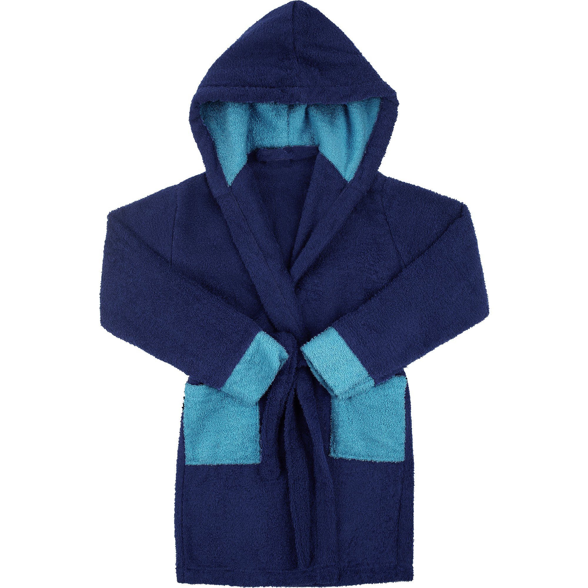 Ladeheid Bademantel Kinder Frottee Bademantel aus 100% Baumwolle LA40-103, Langform, Baumwolle, Kapuze