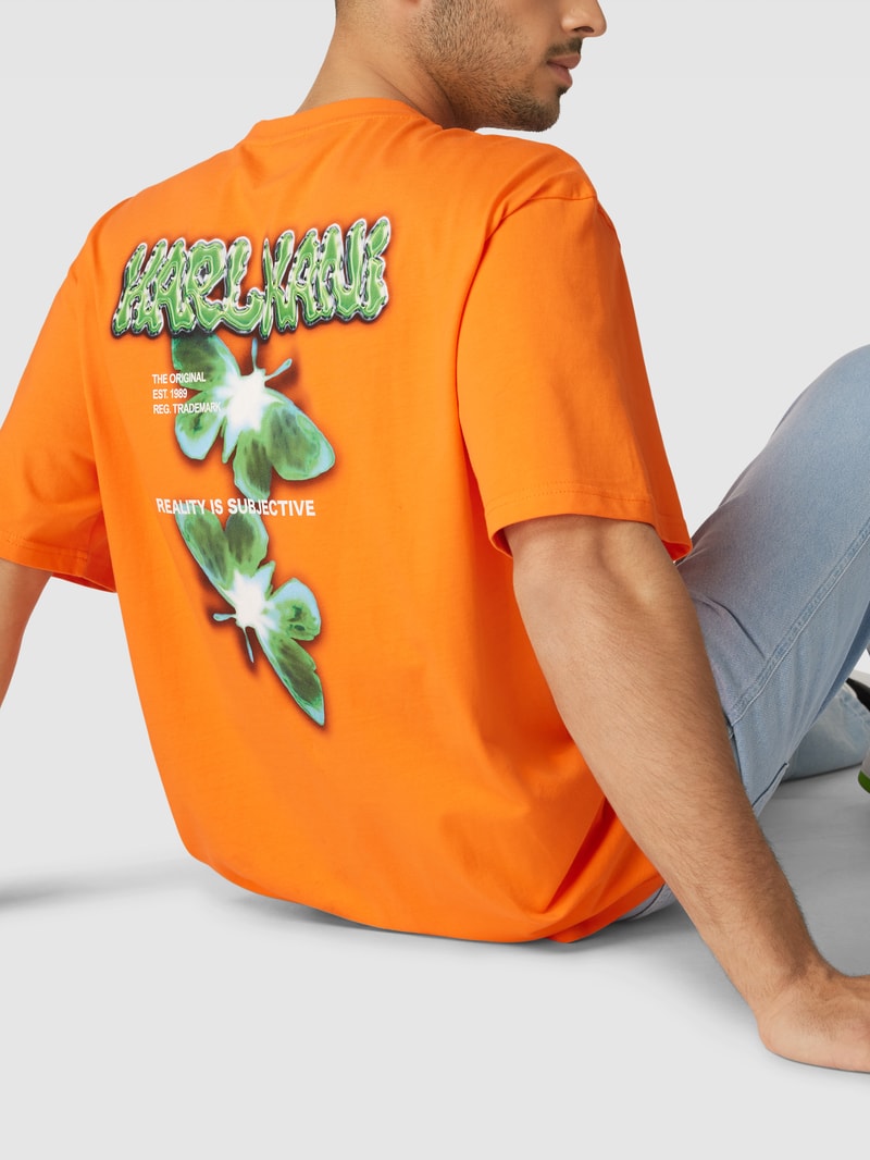 Oversized T-Shirt mit Label-Stitching - P&C X Karl Kani in dunkel orange