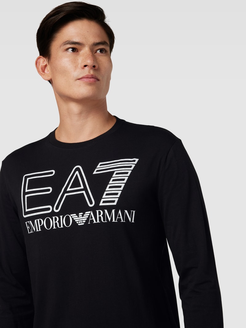 Longsleeve mit Label- und Logo-Print in schwarz