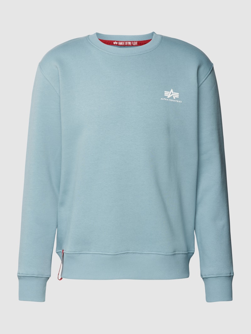 Sweatshirt mit Label-Print Modell 'BASIC' in hellblau