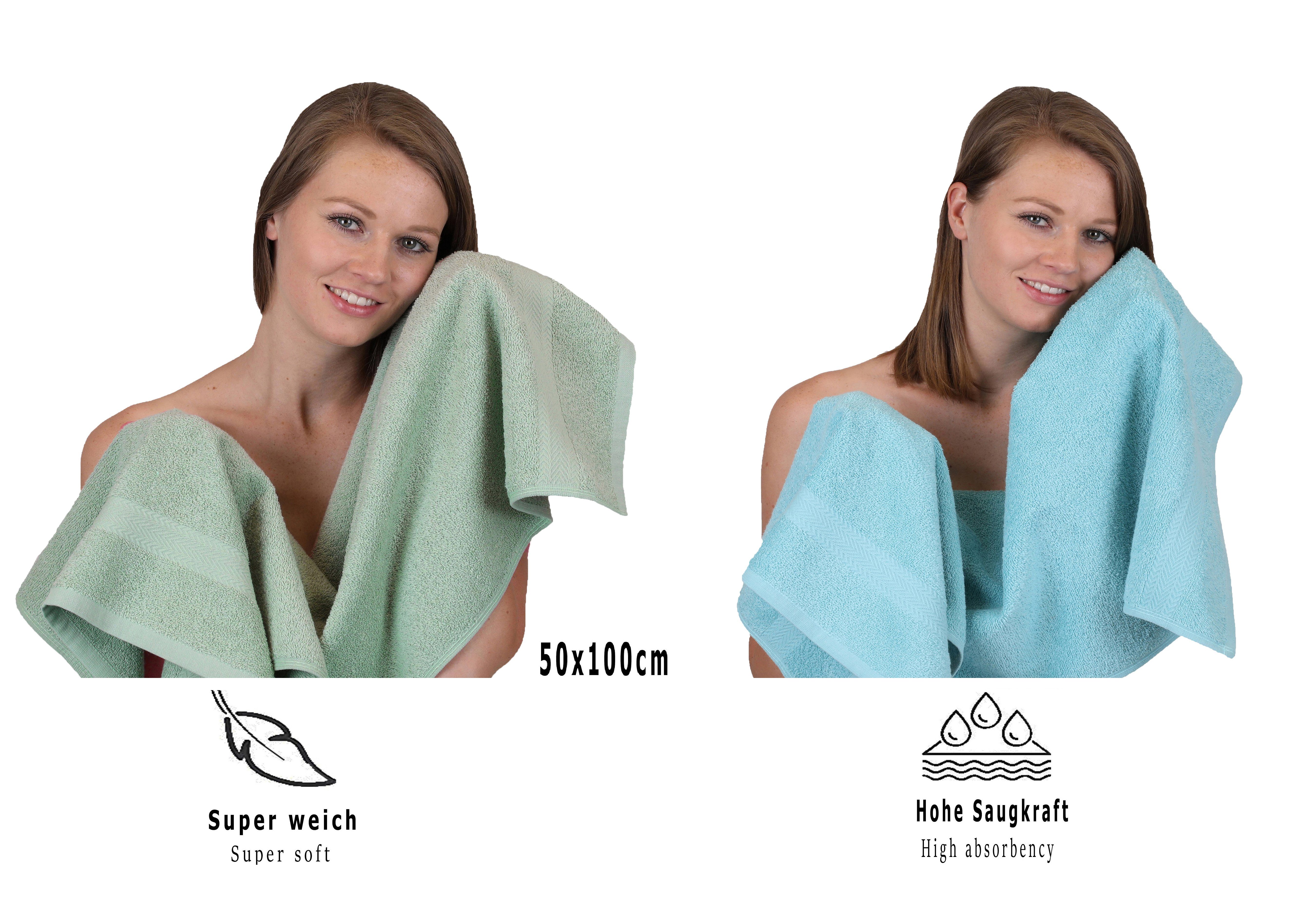 Betz Handtuch Set 12-TLG. Handtuch Set Premium Farbe heugrün/Ocean, Baumwolle, (12-tlg)