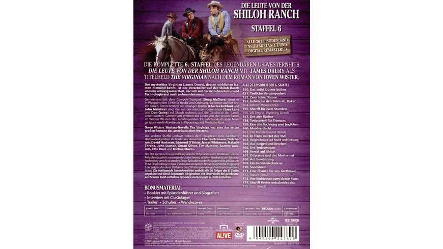 Die Leute von der Shiloh Ranch - Staffel 6 (HD-Remastered) (Fernsehjuwelen)  [9 DVDs]