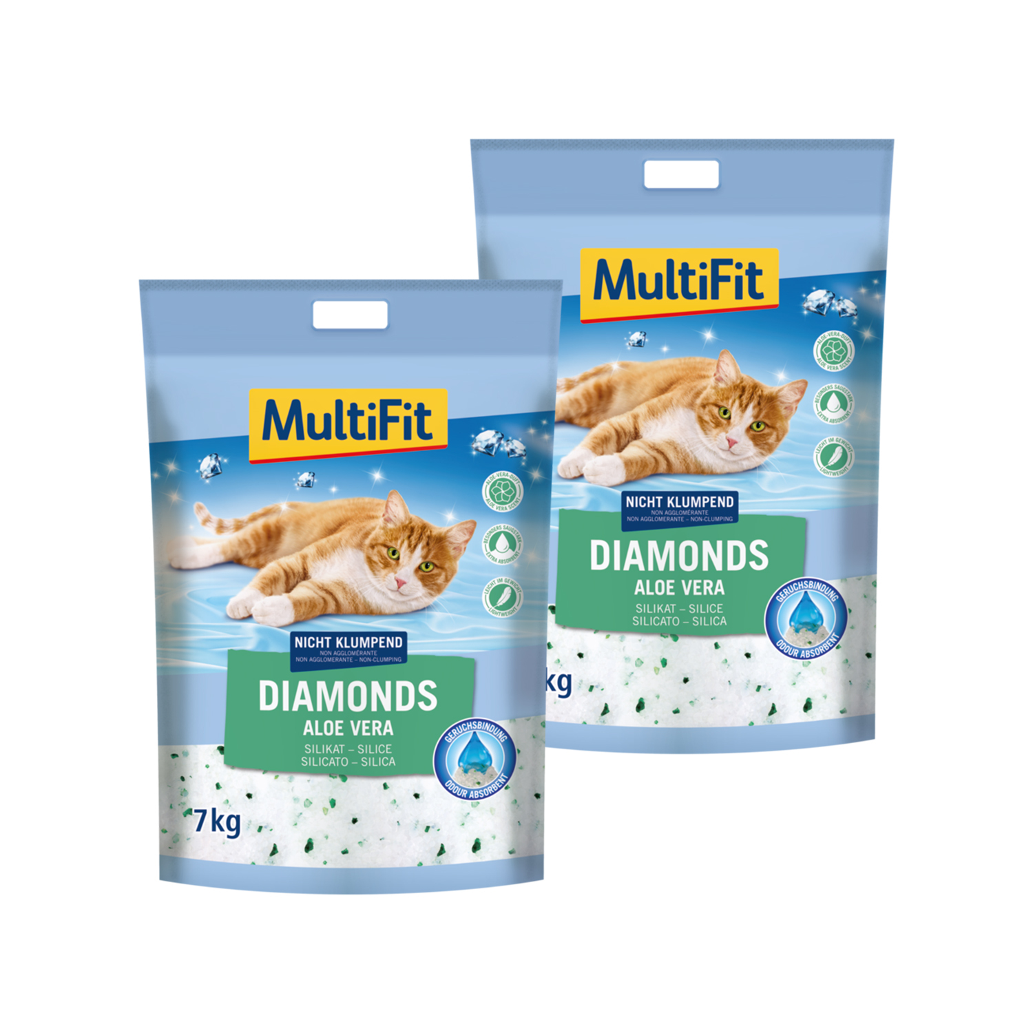 MultiFit Katzenstreu MultiFit Diamonds Aloe Vera Silikatstreu 2x15 l