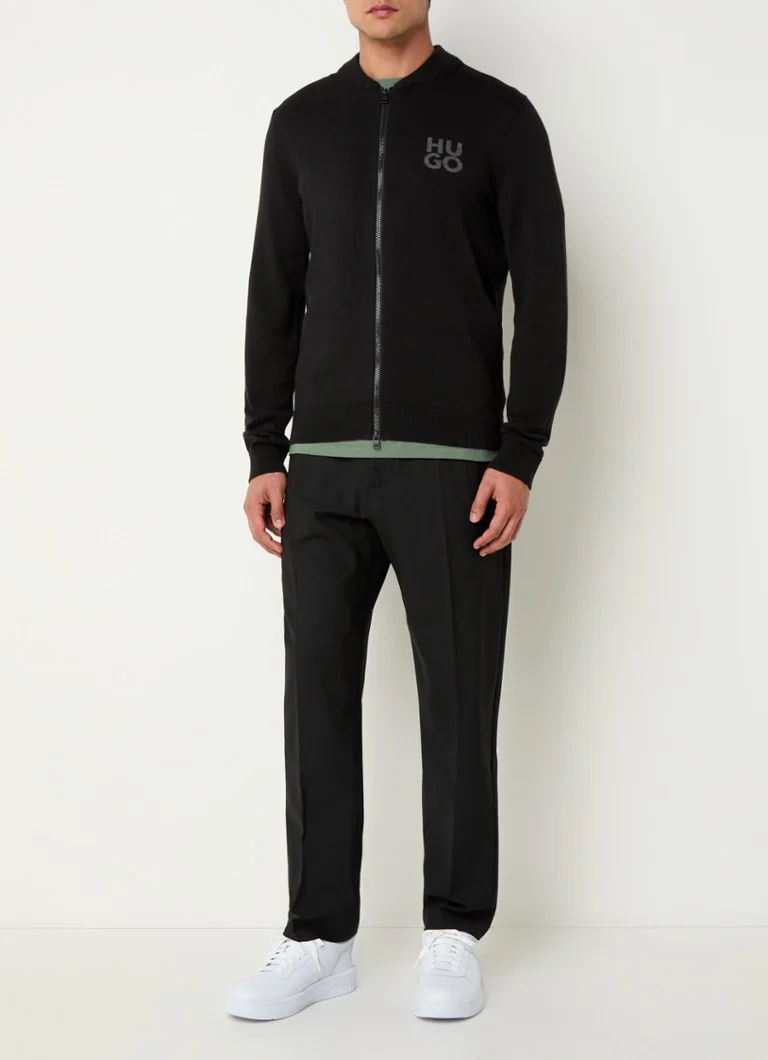 Cardigan tricotat subțire HUGO BOSS Solouh cu logo