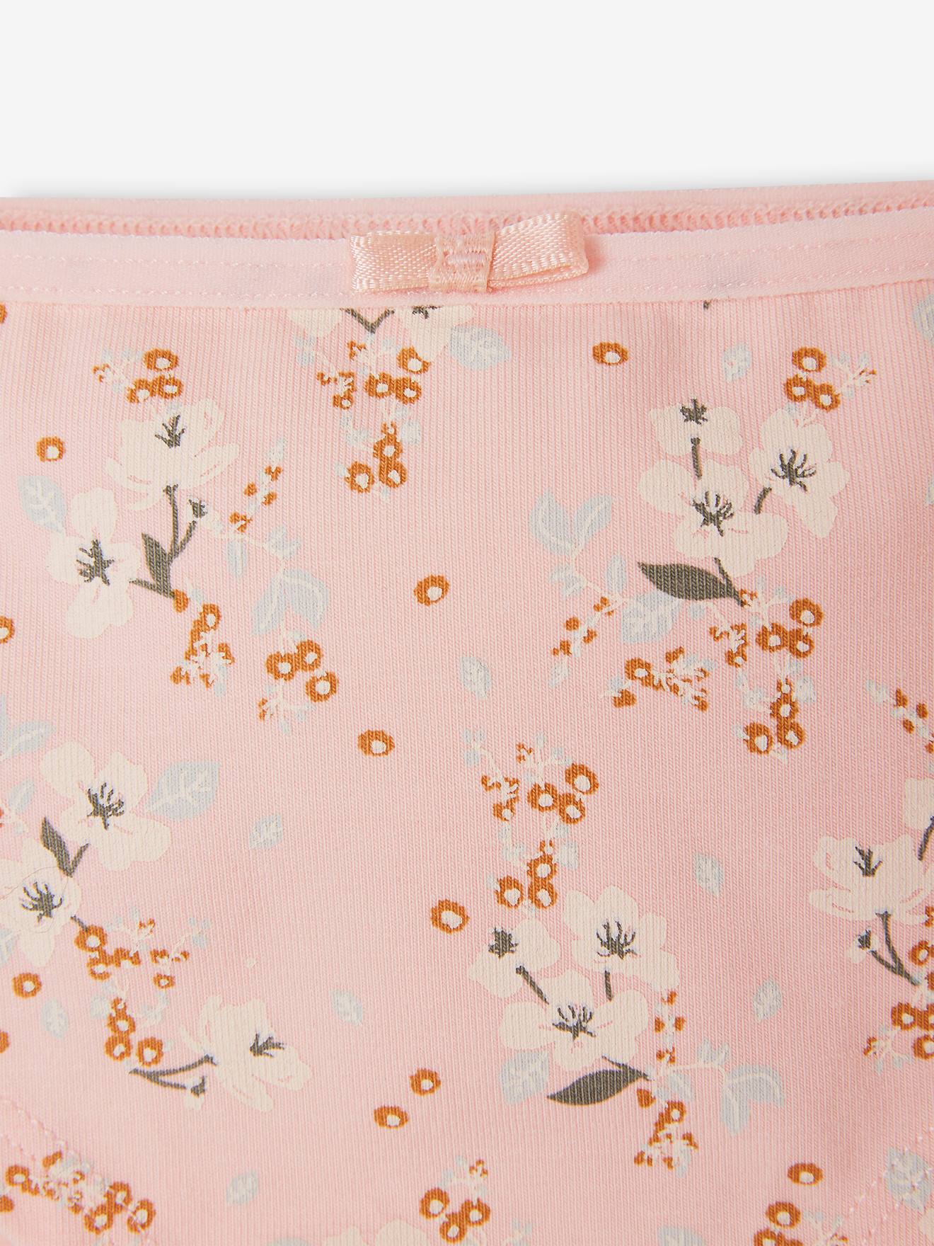 Lot de 5 shorties fille flowers rose poudré