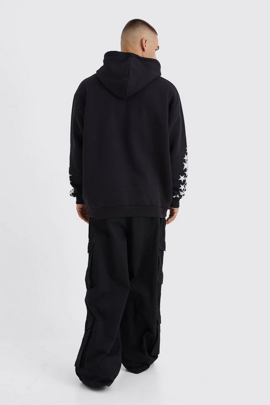 Oversize Hoodie mit Sternen Graffiti-Print
