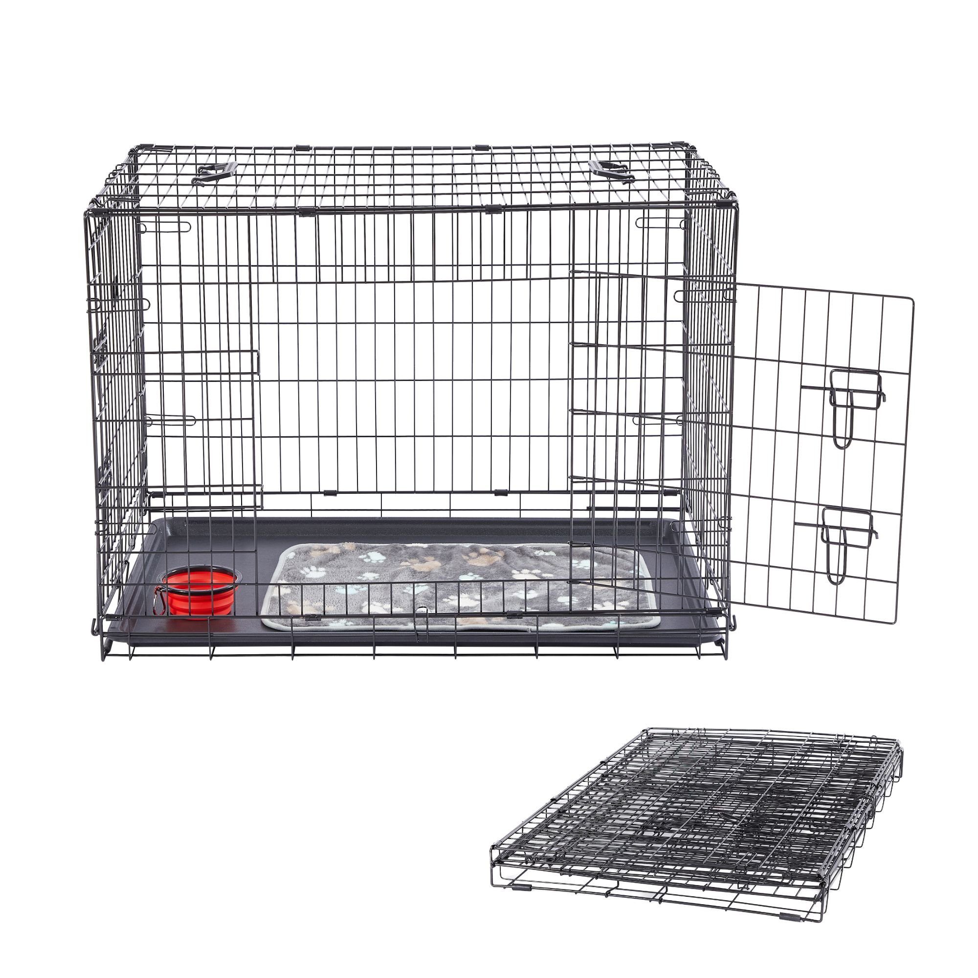 Arebos Hunde-Transportbox Hundekäfig Haustierkäfig Gitterbox klappbar S-M-L-XL bis 11,00 kg, Kuscheldecke