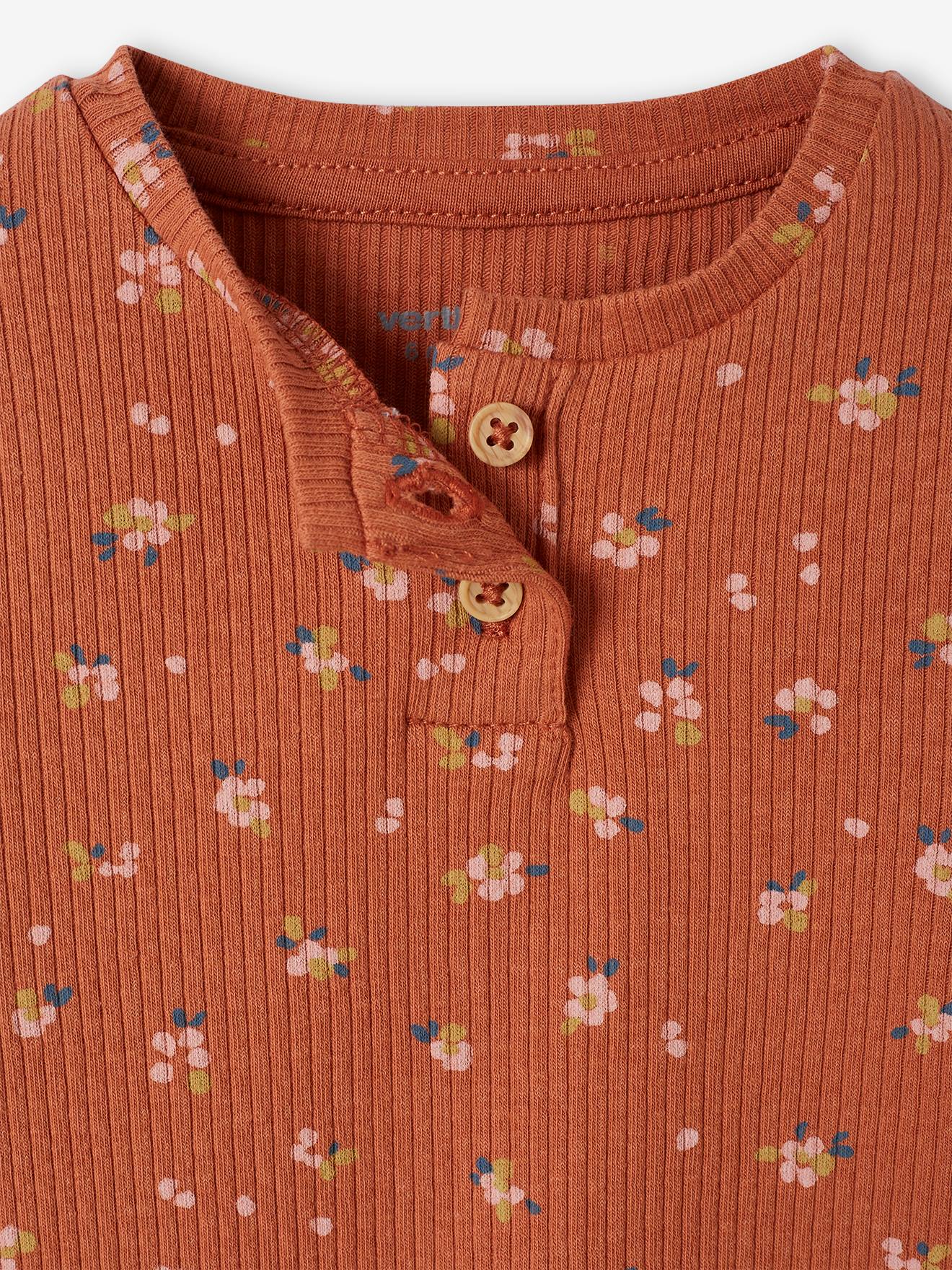 Vertbaudet Mädchen Baby Shirt aus Rippenjersey - rost
