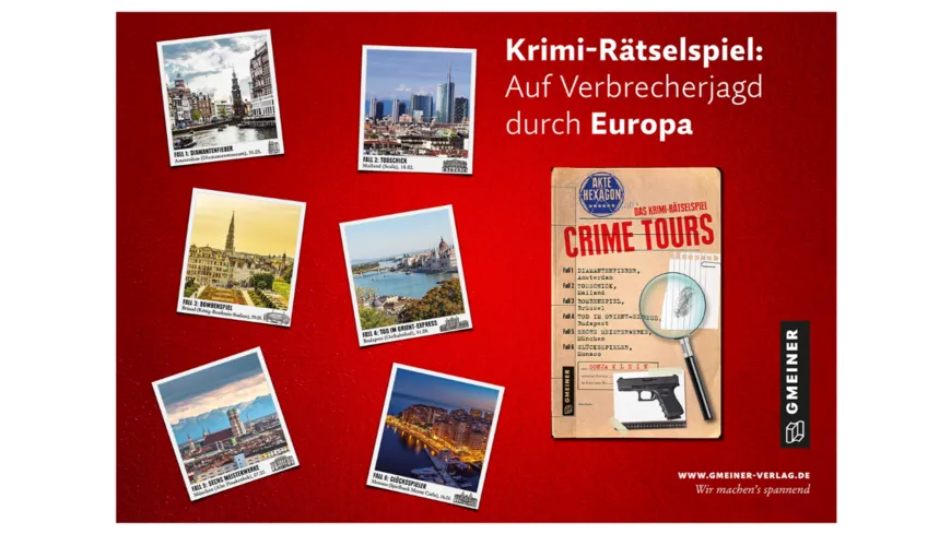 GMEINER-Verlag - CRIME TOURS - AKTE HEXAGON - Das Krimi-Rätselspiel