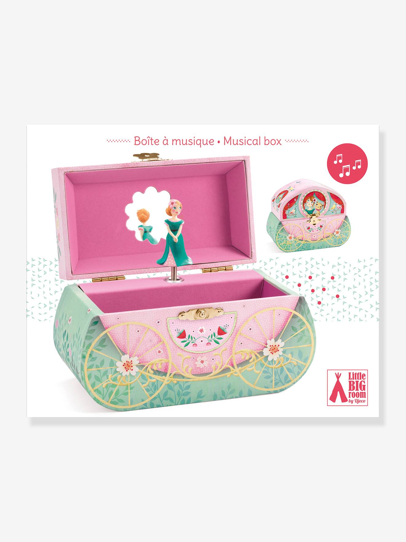 Djeco Kinder Schmuckkästchen mit Spieluhr Prinzessin DJECO - rosa bedruckt