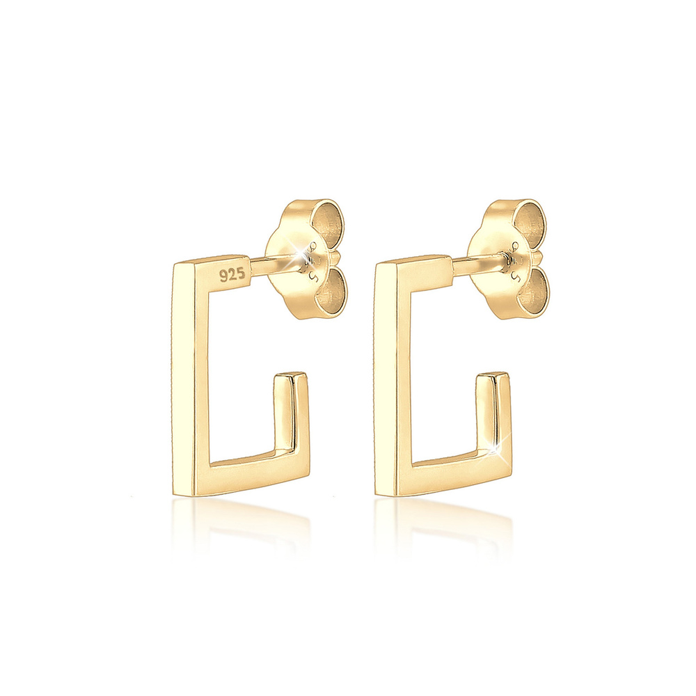 Elli Elli Boucles d'Oreilles Creole Geo Viereck 925 Sterling Silber Boucles d'oreilles
