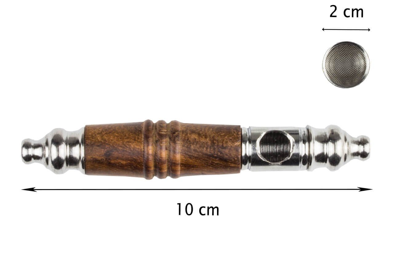 Weedness Handpfeife Holzpfeife Metall 10 cm Kawumm Tabakpfeife Schraubpfeife für Unterwegs