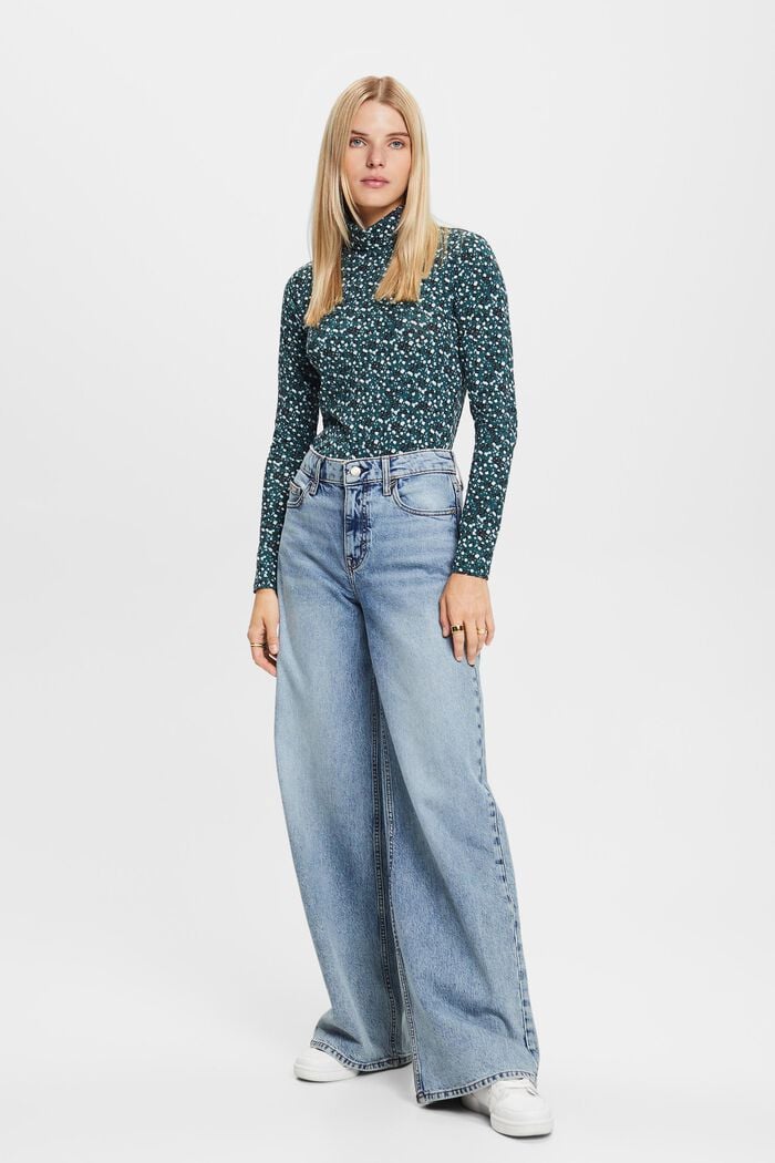 Longsleeve mit Print und Rollkragen