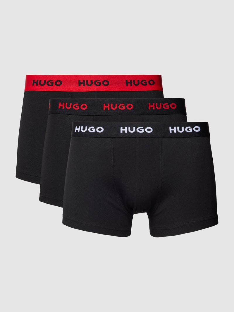 Trunks mit elastischem Label-Bund im 3er-Pack in schwarz