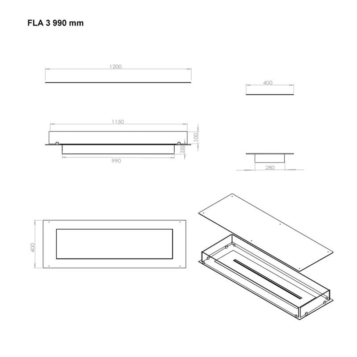 Foco Foco Four 1200, Bioethanol-Einbaukamin, Wandkamin, 6,2 kW, automatischer oder manueller Brenner