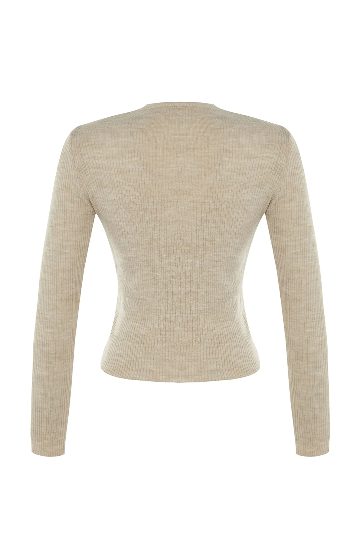 Trendyol Collection  Steinfarbener Basic-Strickpullover mit Kordelzug TWOAW22KZ1708