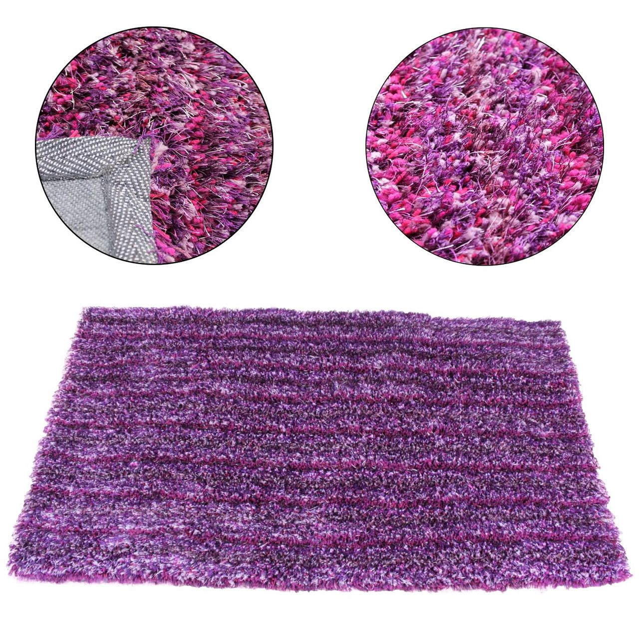 TOP MULTI Teppich Shaggy Flokatiteppich Violett-Pink 120 x 200 cm