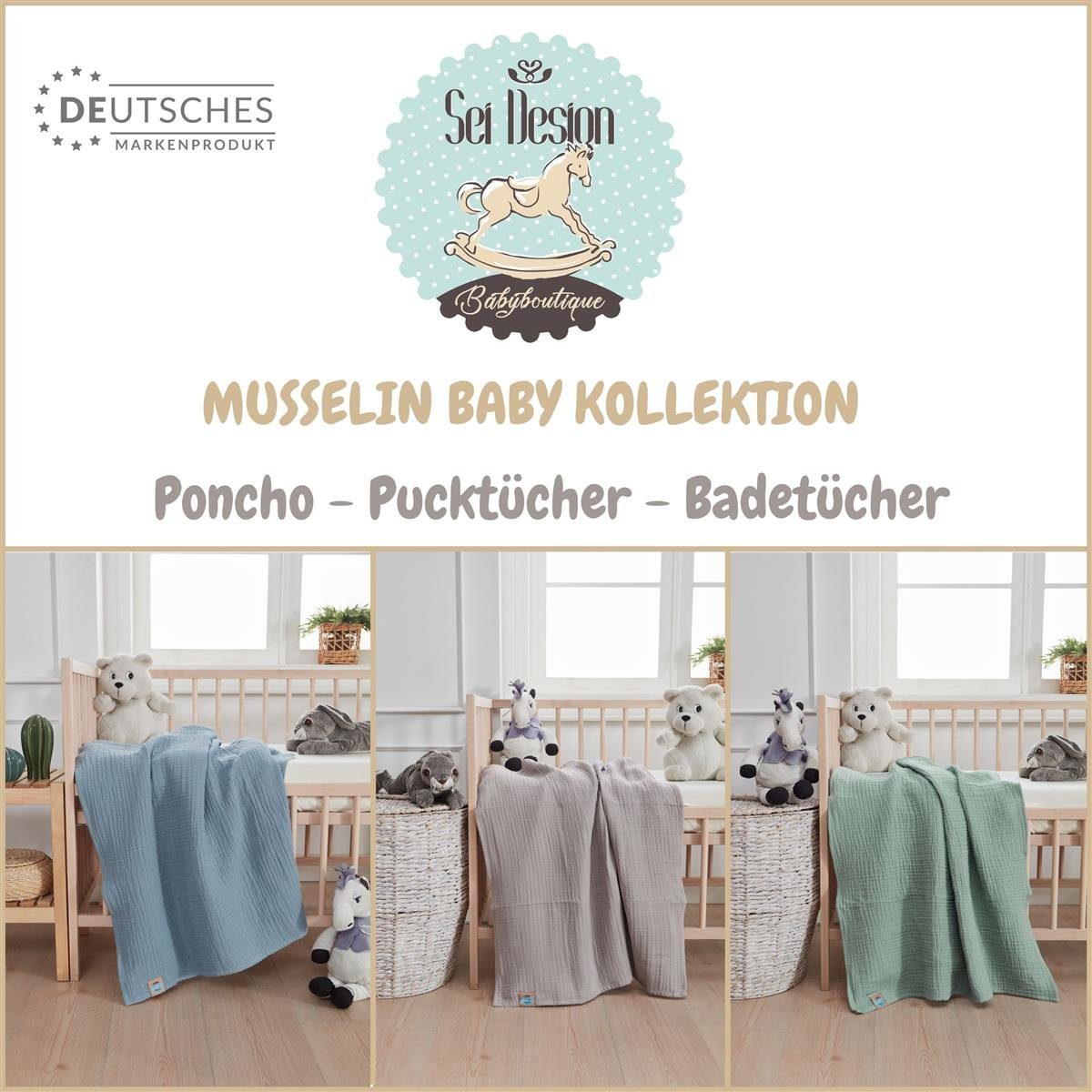 Babydecke Musselin 80x80 Pucktuch Mulltuch, SEI Design, 3ér Pack inkl. Geschenkverpackung
