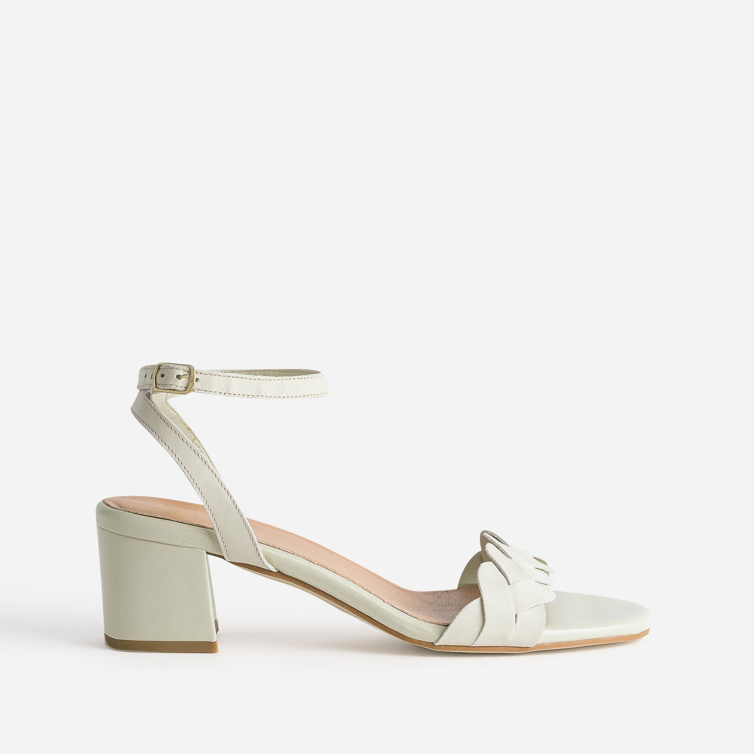 Sandale en cuir blanc cassé