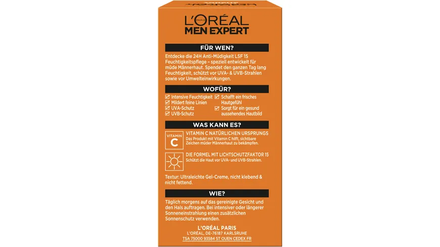 L'Oréal Men Expert Hydra Energy Tagespflege Gesicht 24h mit LSF15 50 ml