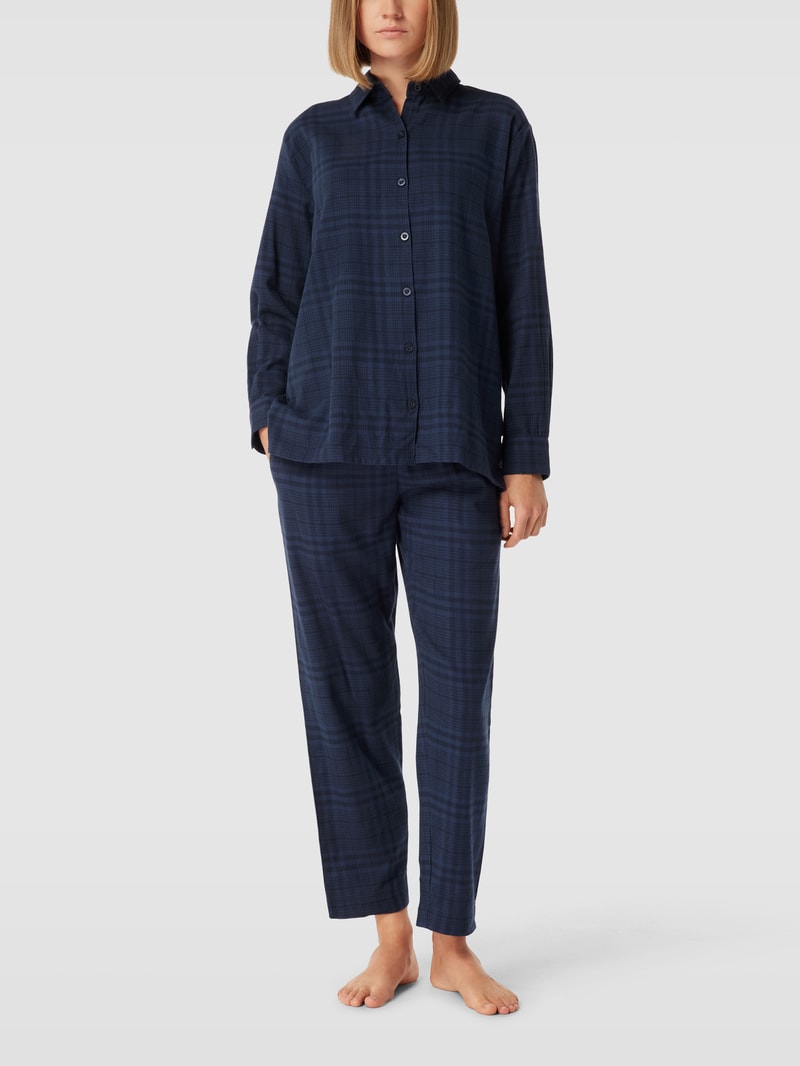 Pyjama-Oberteil mit Karomuster in marineblau