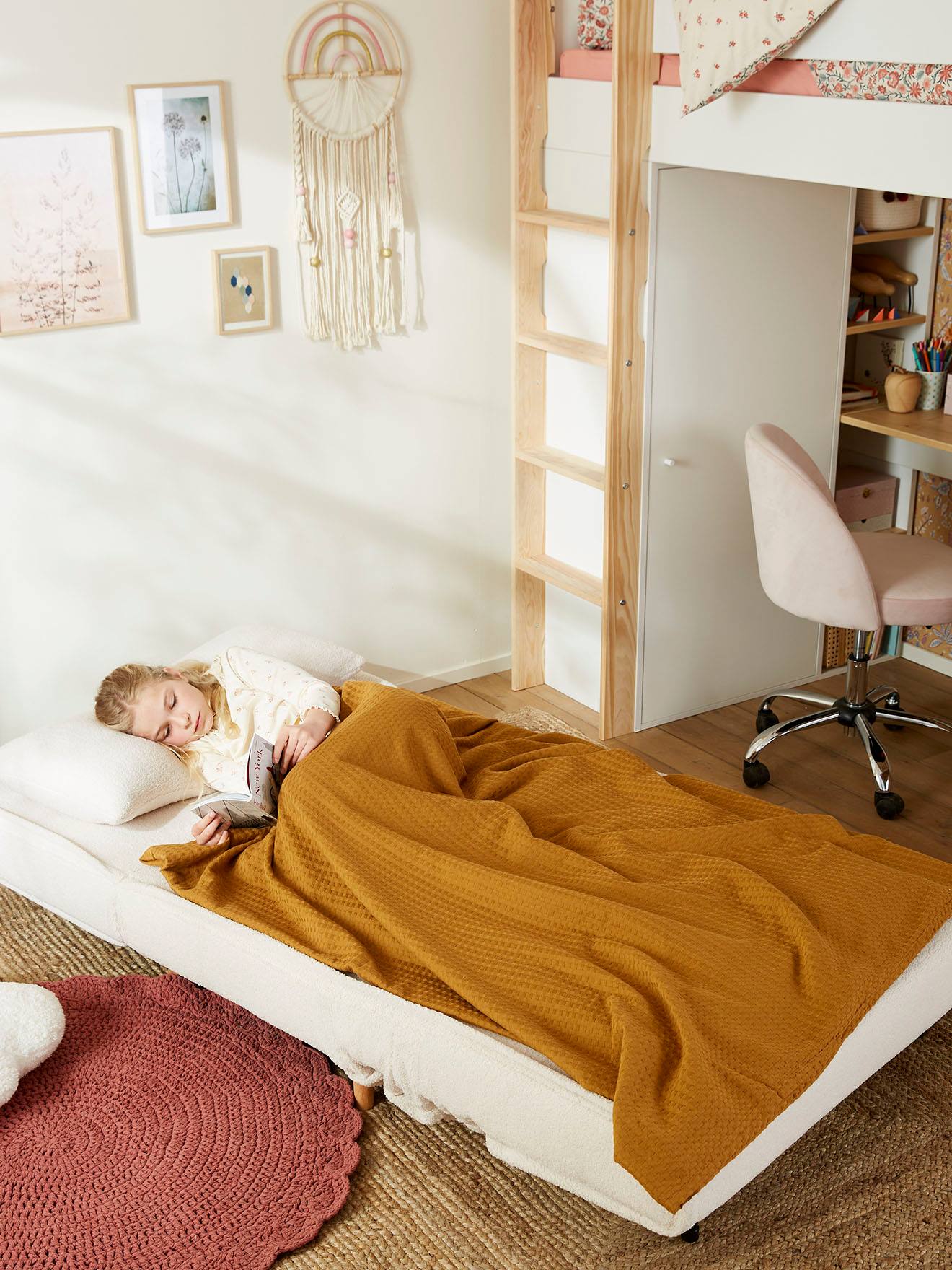 Vertbaudet Kuscheliger Kinderzimmer Schlafsessel - wollweiß