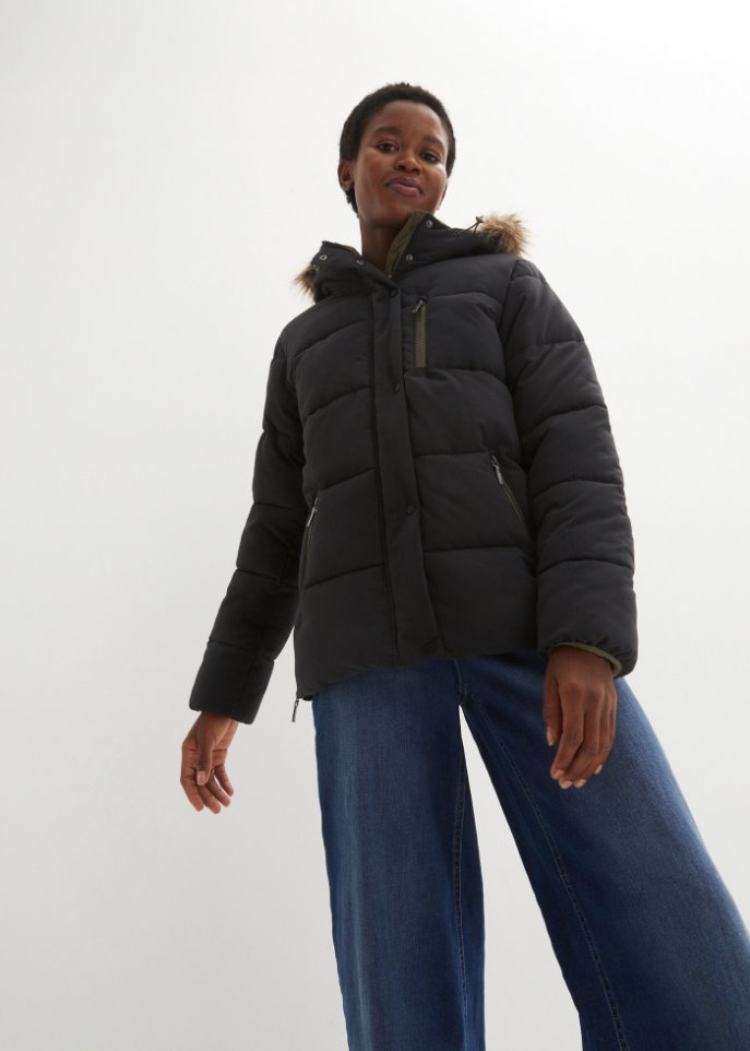Steppjacke aus recyceltem Polyester mit Kontrastdetails