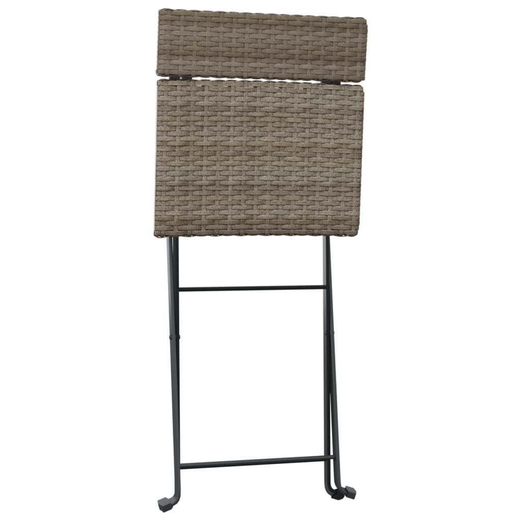 vidaXL Gartenlounge-Set 3-tlg. Bistro-Set Klappbar Grau Poly Rattan, (3-tlg)