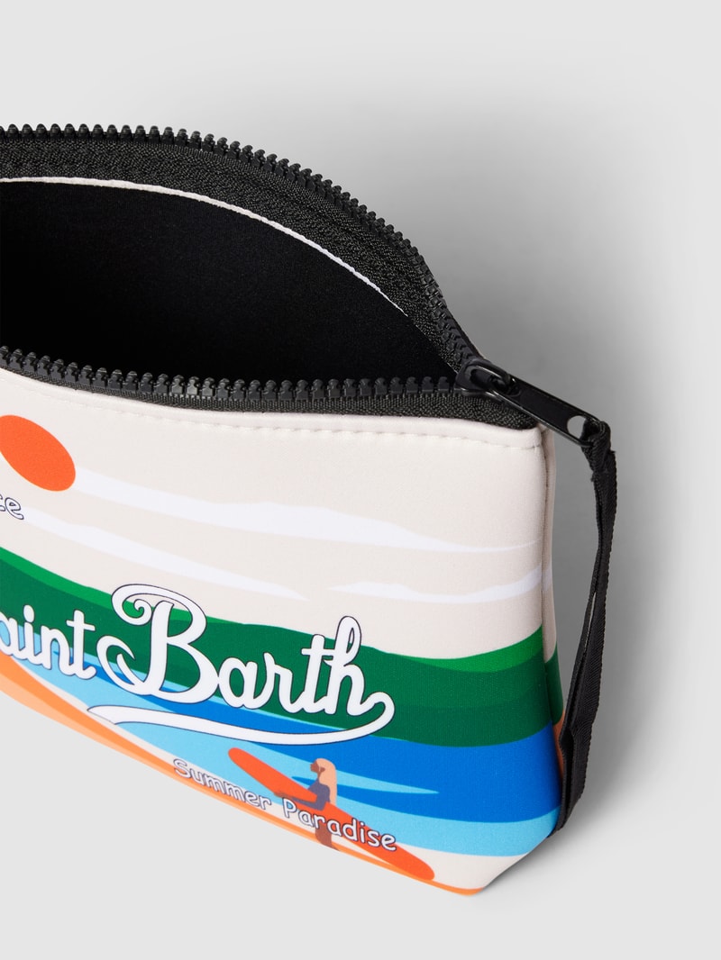 Kulturtasche mit Allover-Muster Modell 'ALINE SPONGE' in ecru