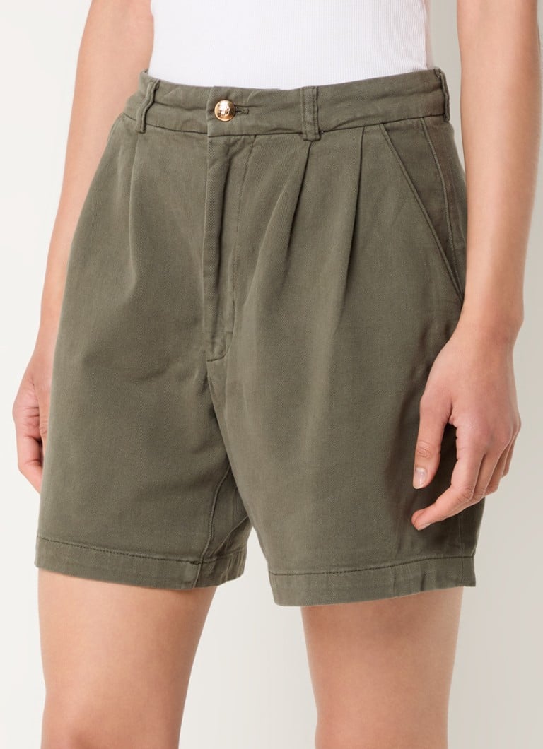 Pantaloni scurți cu talie înaltă, croială dreaptă și buzunare laterale, creați de Anine Bing, modelul Carrie.