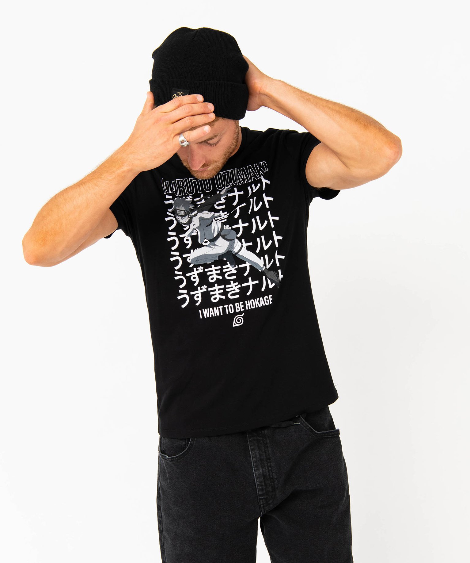 Tee-shirt à manches courtes imprimé homme - Naruto Shippuden noir | GEMO