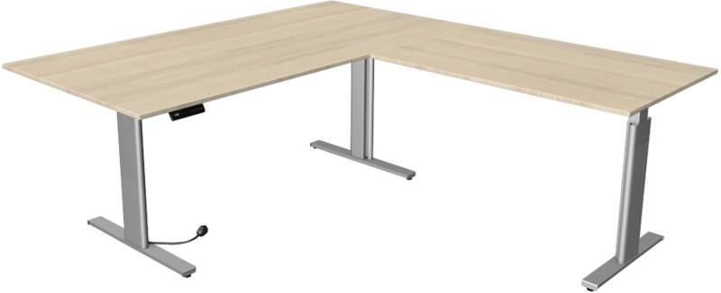 Kerkmann Move 3 L-förmig Elektrisch Höhenverstellbar Sitz-Stehschreibtisch Ahorn Silber 2.000 x 2.200 x 1.200 mm