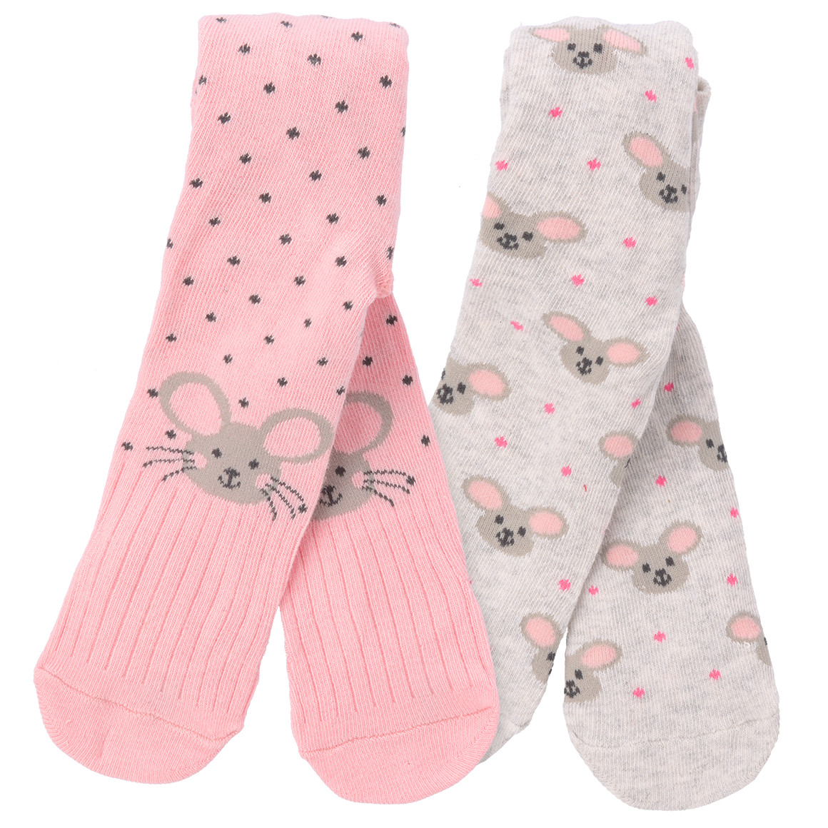 2 Baby Strumpfhosen mit Mäuse-Motiven