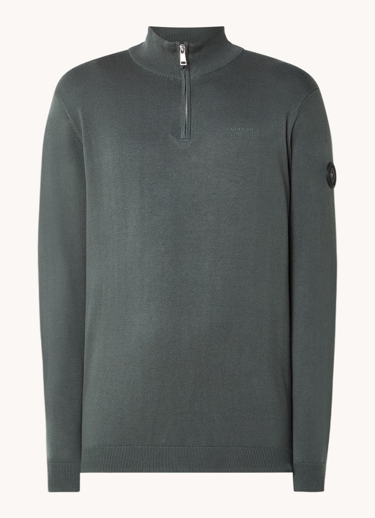 Airforce Fine-knit sweater with half zip and logo