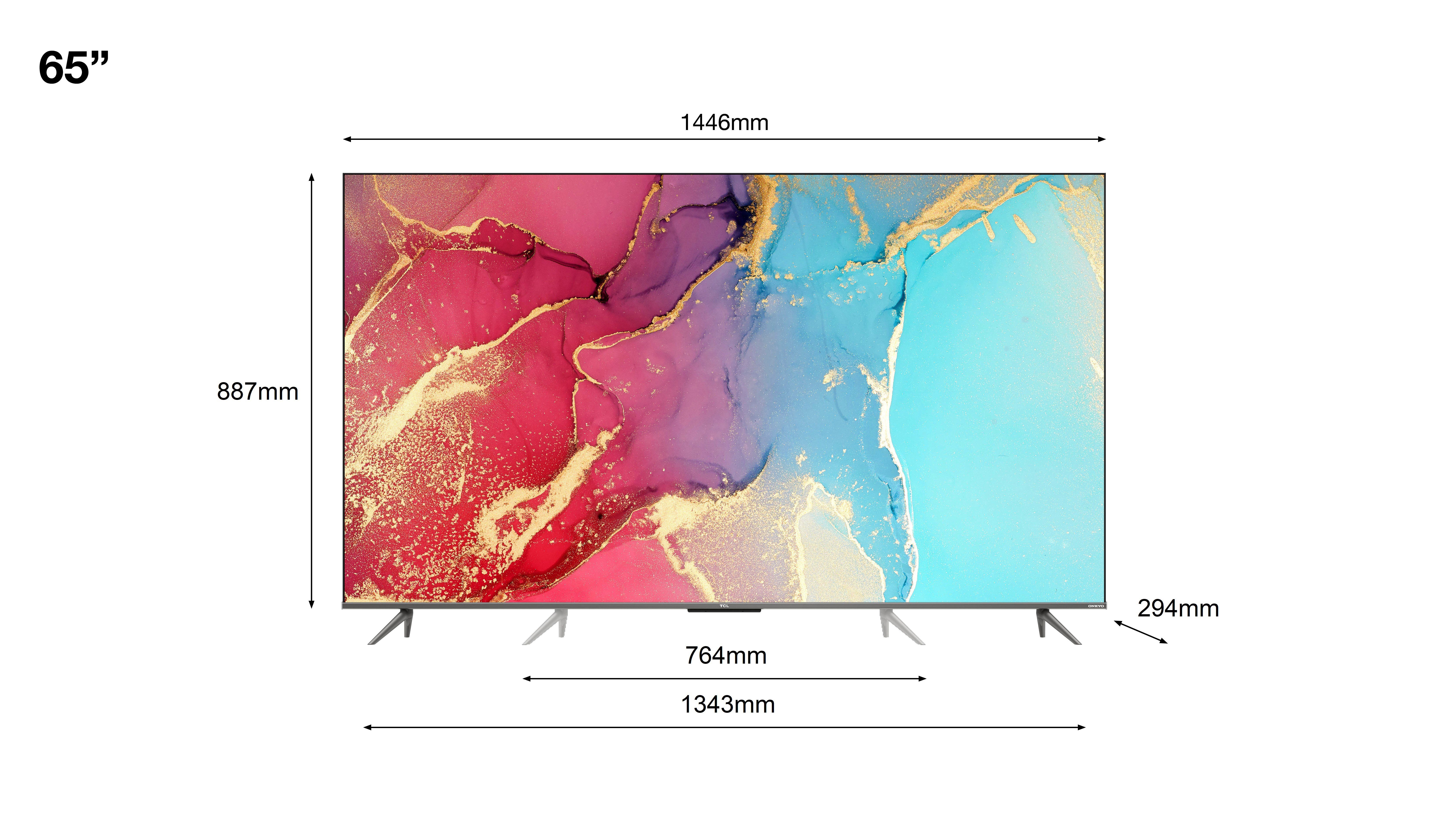 TCL 65RC630X1 QLED-Fernseher (164 cm/65 Zoll, 4K Ultra HD, Smart-TV, HDR Pro, HDR10+, Dolby Vision, Game Master, HDMI 2.1, ONKYO Sound)