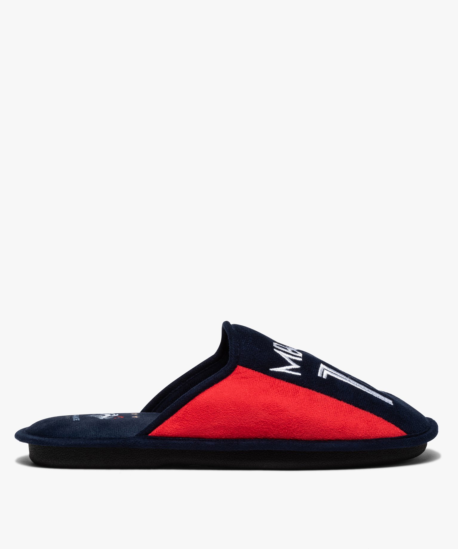 Chaussons homme mules plates en velours - Mbappé marine | GEMO