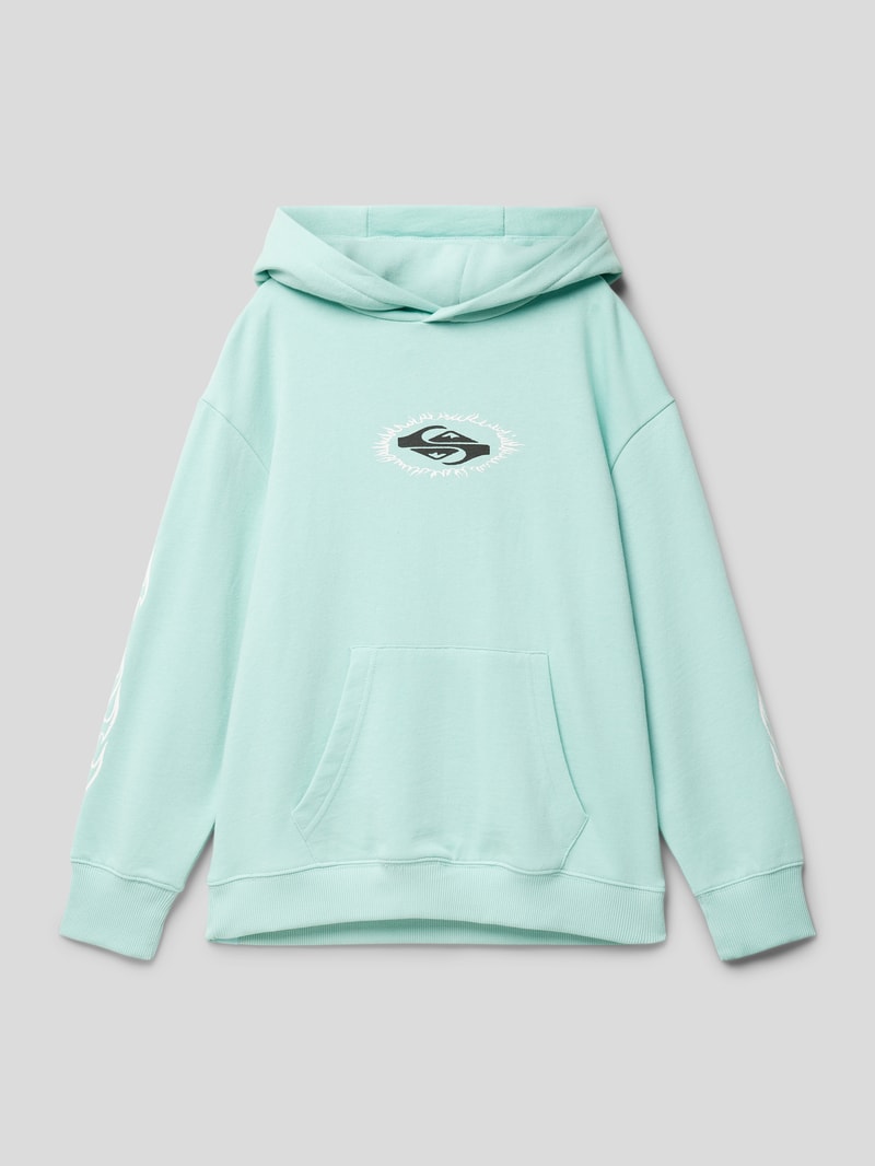 Hoodie mit Label-Print Modell 'RADICAL TIMES' in helltürkis