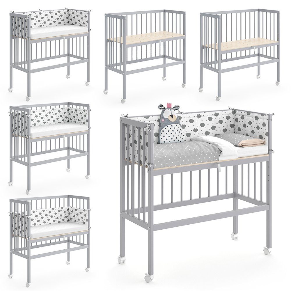VitaliSpa® Beistellbett Babybett Stubenbett SOPHIE 93x46x75 Grau