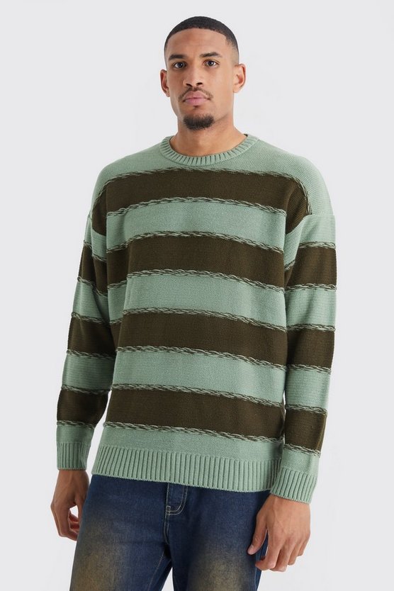 Tall gestreifter Oversize Strickpullover