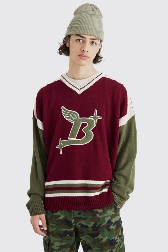 Oversize Pullover mit Fußball-Applique