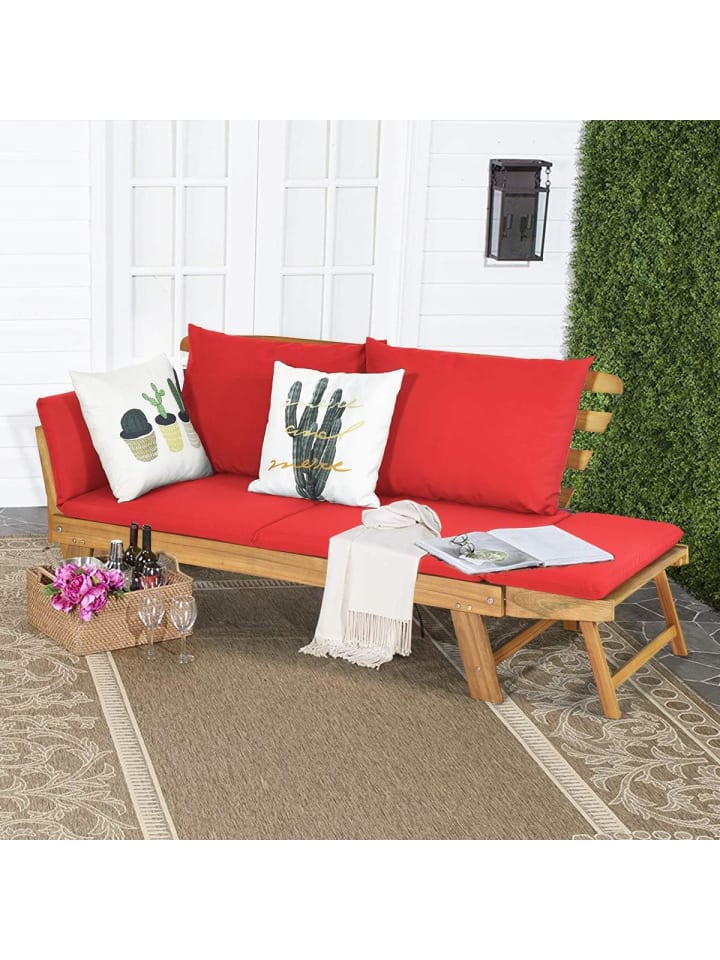 COSTWAY Gartenbank Schlafsofa in Rot günstig kaufen onesize