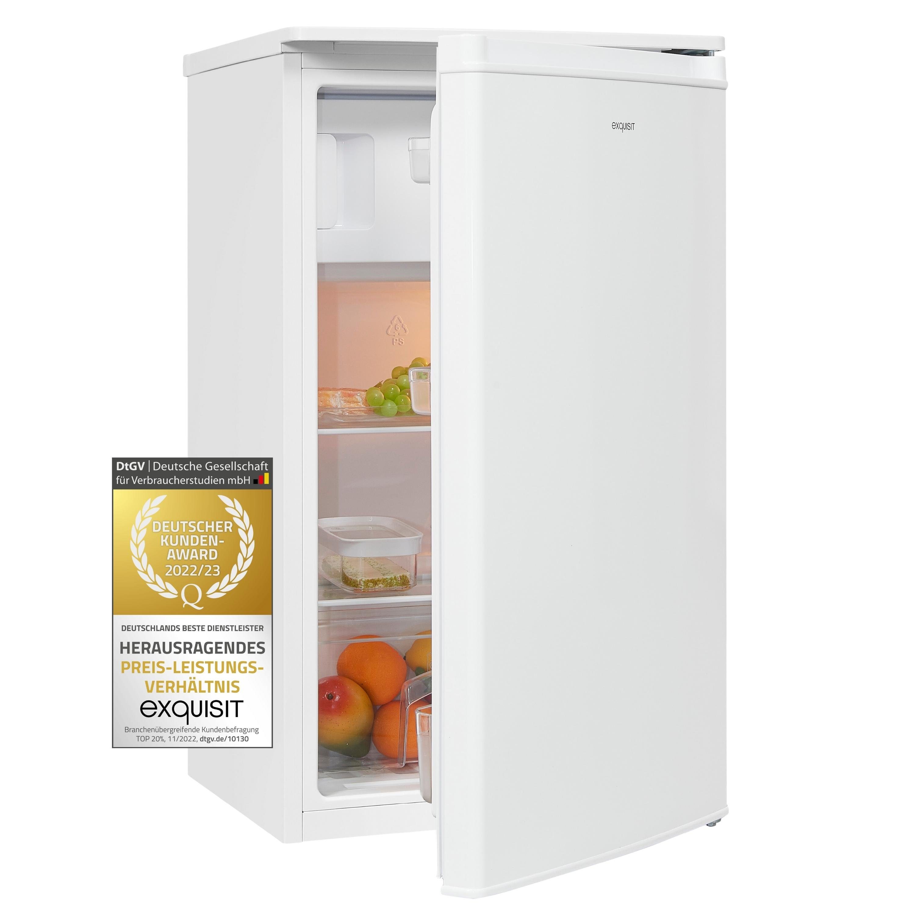 exquisit Kühlschrank KS5117-3-040E, 85 cm hoch, 48 cm breit, LED, Türanschlag wechselbar, Gemüsefach, Temperaturregelung