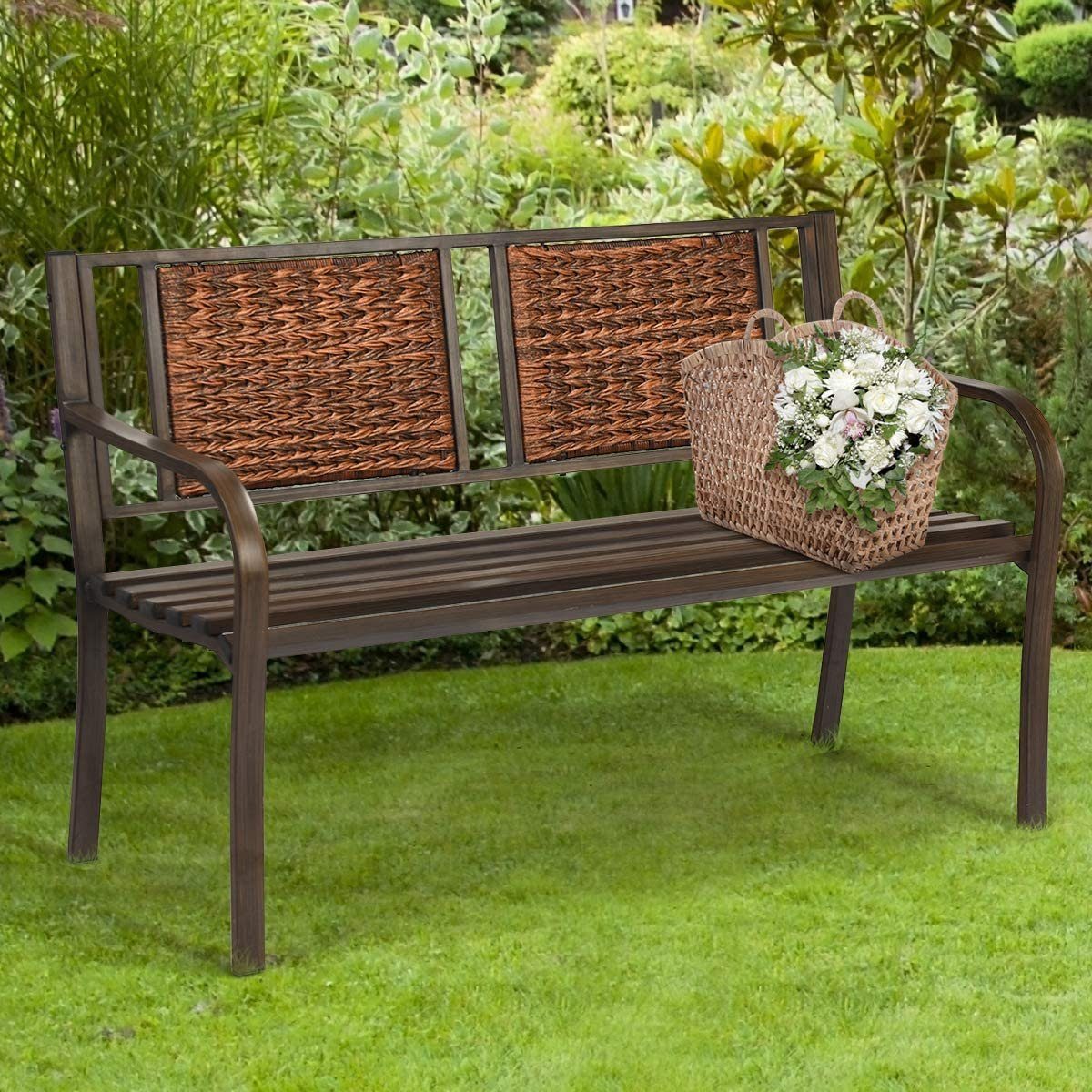 KOMFOTTEU Gartenbank 2-3 Sitzer Sitzbank, 128 x 58 x 84 cm