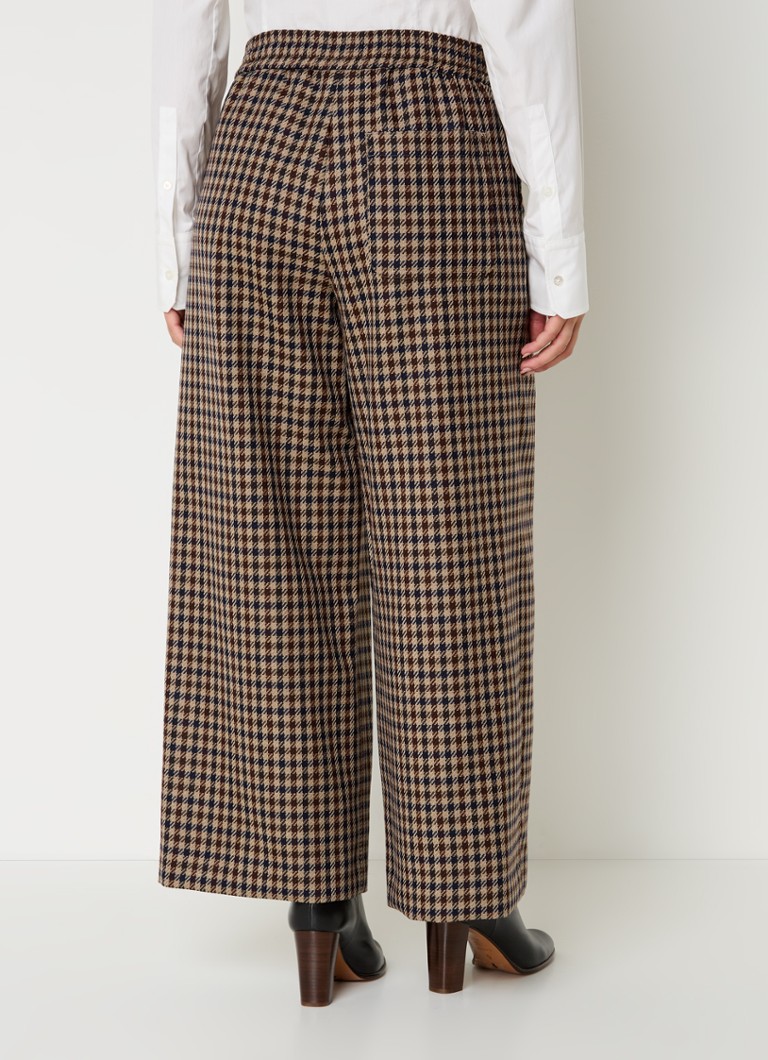 MaxMara Ebe high waist wide fit cropped trousers in wool blend with checked design
