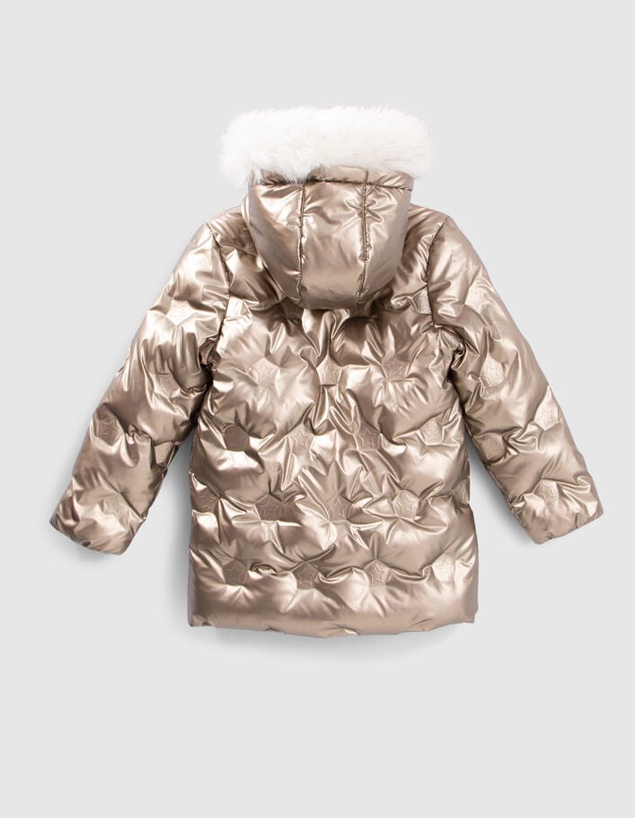Doudoune champagne à motifs étoiles thermosoudées fille