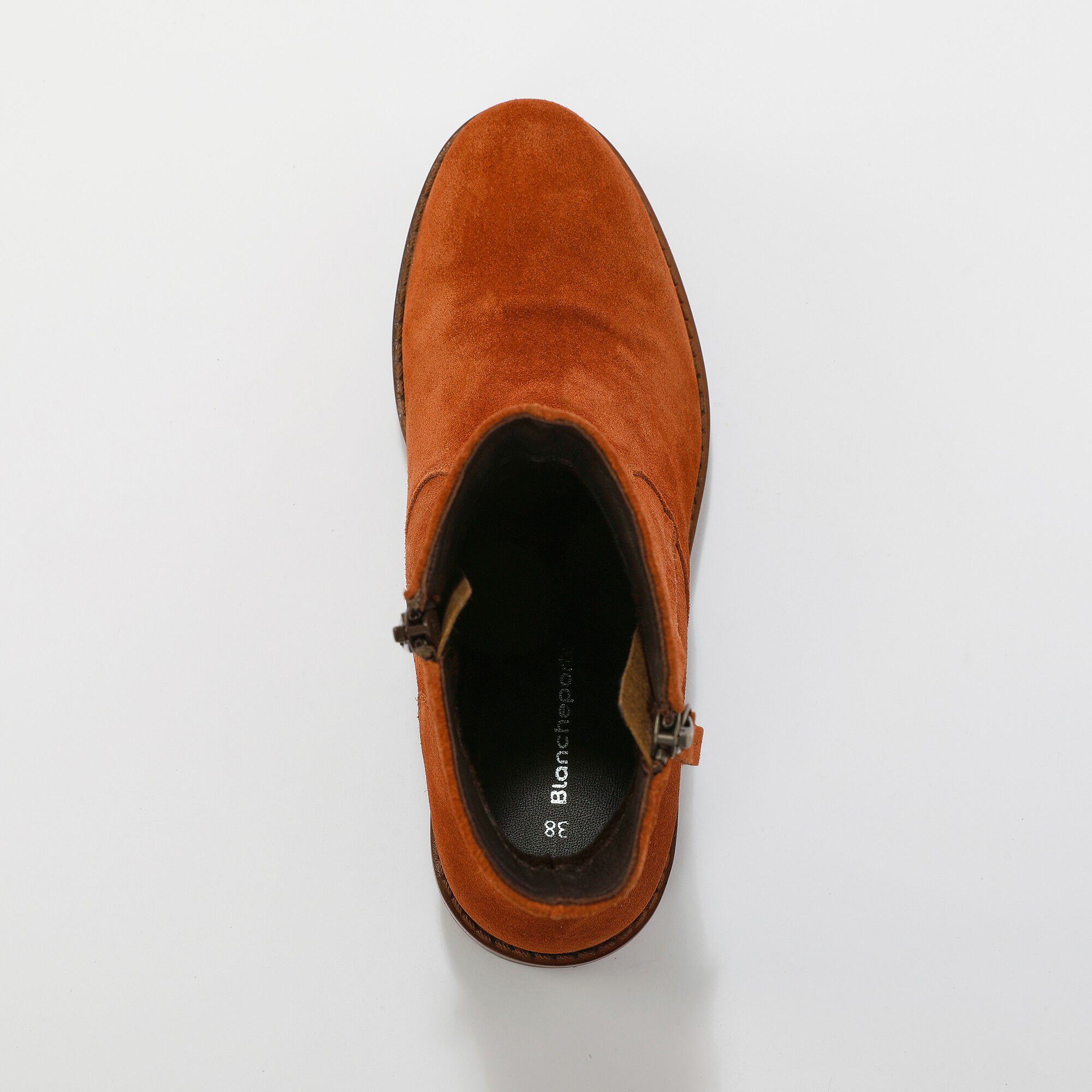 Boots zippées en cuir doublées, semelle crantée